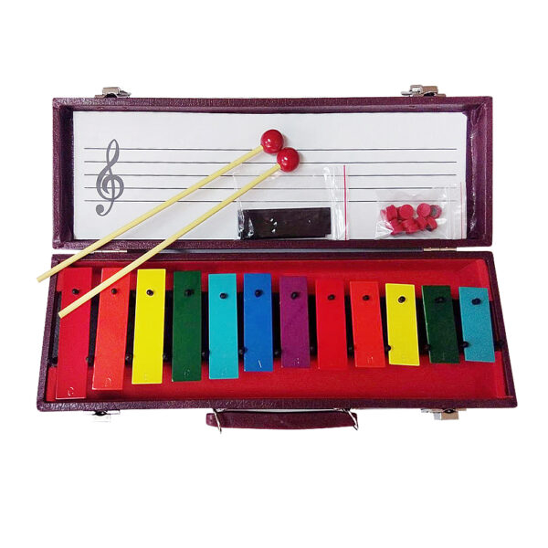 【台灣製造】奧福12音彩色鐵琴 鐵琴 彩虹排列 附琴盒 奧福樂器 幼兒樂器