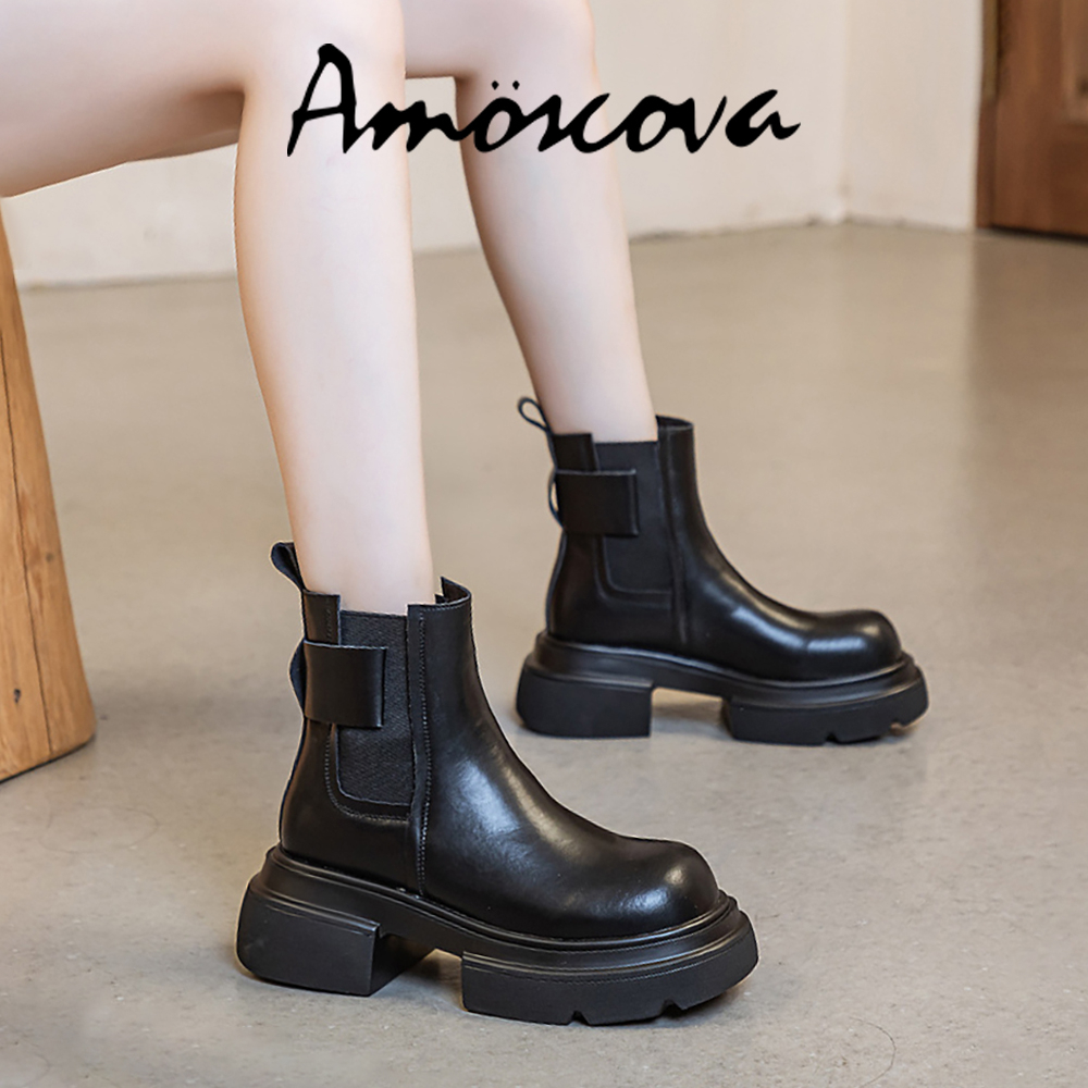 (新品)Amoscova 新款厚底馬丁靴 韓版 切爾西靴 馬丁靴 馬汀鞋 中筒靴 馬汀靴 馬丁鞋(1699)
