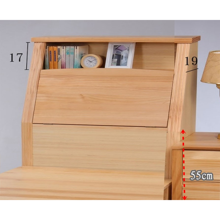 【萊夫家居】SN-301-1：原木色3.5尺實木單人床頭箱【台中家具】實木床頭箱 松木實木 收納櫃 台灣製造 床頭可開啟