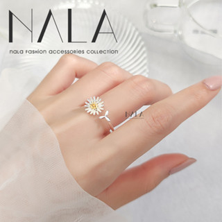 NALA 娜拉。S925 純銀 仲夏 小雛菊 戒指 雛菊花朵 向日葵 開口戒 銀戒 小洋菊 菊花 GD 食指戒 女戒銀飾