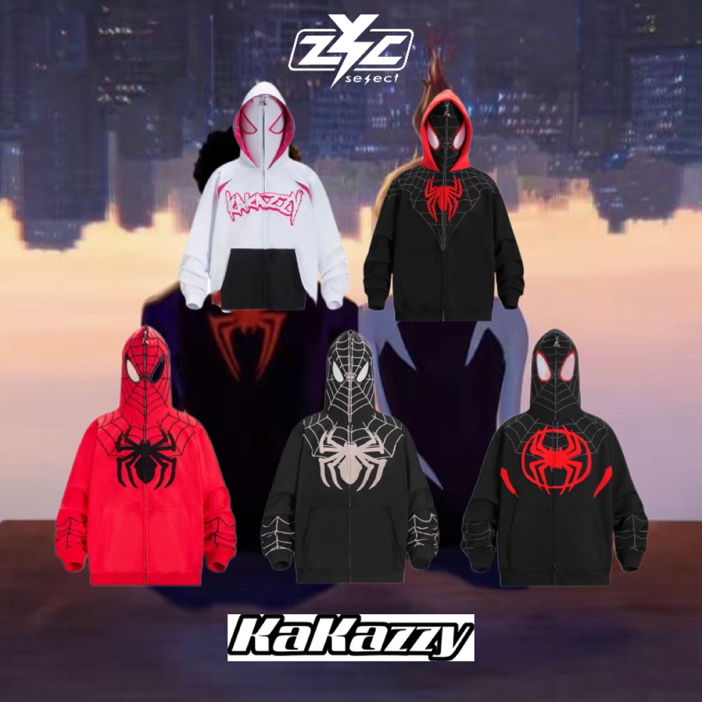【ZYC】KAKAZZY - 美式 蜘蛛人 連帽外套 造型拉鍊外套 邁爾斯 關史黛西 彼得帕克 黑蜘蛛人 蜘蛛俠 外套