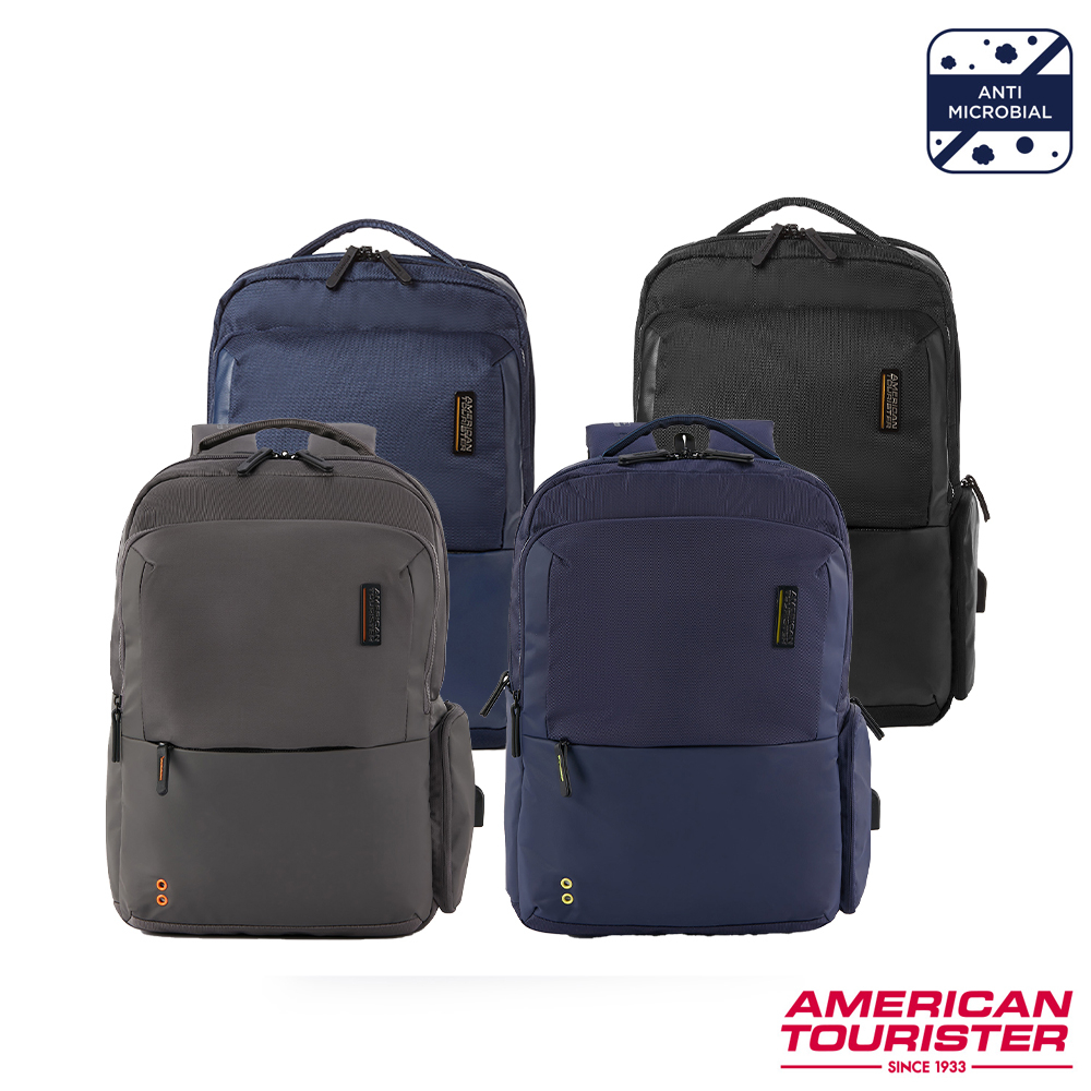 AT美國旅行者AMERICAN TOURISTER筆電後背包/電腦包14吋Zork 2.0極輕量商務減壓抗菌_藍/黑/灰