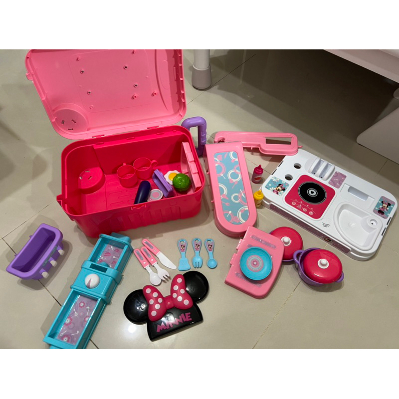 二手 米妮廚房旅行組 三合一 玩具行李箱 米妮 廚房玩具
