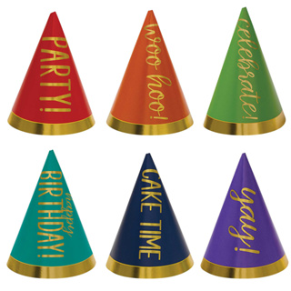 派對城 現貨 【4吋閃亮派對帽12入-彩虹款】 歐美派對 派對帽 造型帽 美式風格生日派對 派對佈置 拍攝道具