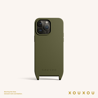 XOUXOU / FARBE 掛繩款手機殼-軍綠色Moss【iPhone 15系列】
