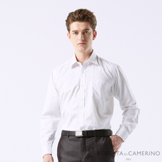 【ROBERTA 諾貝達】男裝 白色長袖襯衫-條紋款 台灣製 RDE68-91