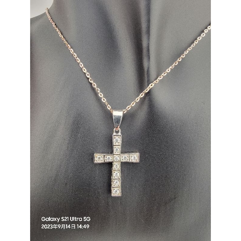 [火盛銀樓] 純銀925 Silver Cross Pendant 十字架鑽墜(含項鍊) † 1尺3