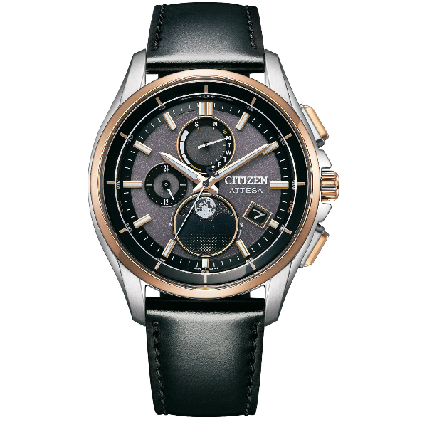 CITIZEN 星辰 GENT'S 系列 BY1004-17X 月相超級鈦光動能電波皮帶手錶/ 黑41.5mm