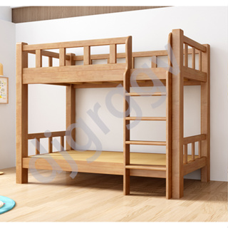 兒童床 同寬 橡膠木松木 原木色 實木上下鋪兒童床上下同寬平行床雙層橡木床兩層高低床子母床 兒童床架