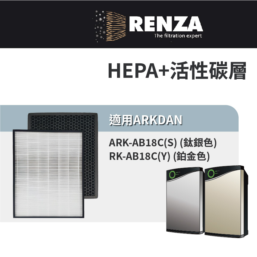 適用 ARKDAN 阿沺 ARK-AB18C(S) RK-AB18C(Y) 雲端空氣清淨機 HEPA+活性碳濾網 濾芯