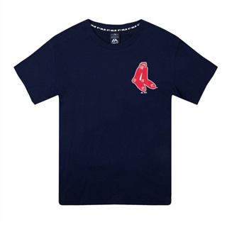 【Majestic】MLB 波士頓 紅襪 短T 復古Logo 藏青色 潮流 休閒 穿搭【ANGEL NEW ERA】