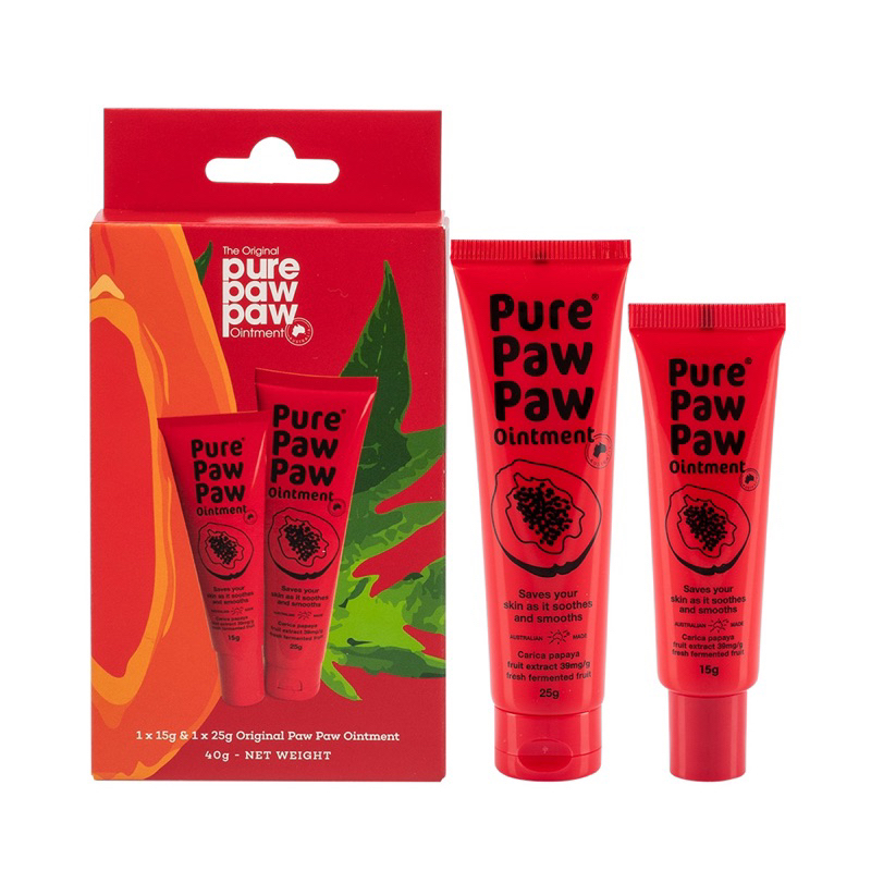 【Pure Paw Paw】澳洲神奇萬用木瓜霜經典禮盒組 (原味15g+原味25g)｜GISH Beauty 護唇 保養