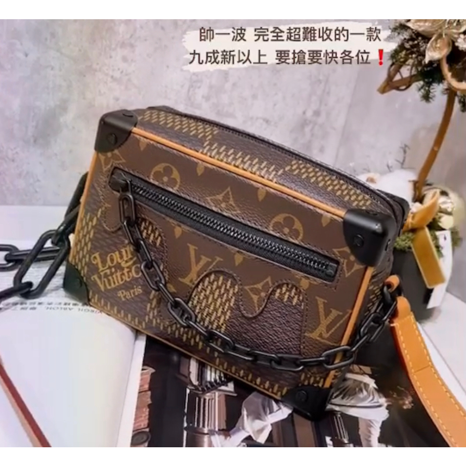 二手旗艦 LV NIGO聯名款 N60394 黑啞面 MINI SOFT TRUNK 方盒斜背包 (中友店)