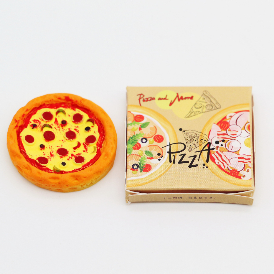 台灣現貨食玩🟡迷你PIZZA+紙盒模型 迷你比薩模型玩具 芭比食物模型 微縮比薩模型 娃用 OB11 BJD 6分娃食玩