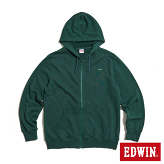 EDWIN 小徽章連帽拉鍊外套(墨綠色)-男款
