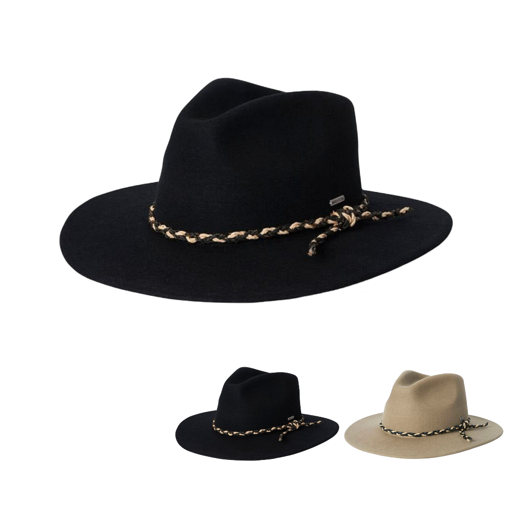 BRIXTON 紳士帽  MESSER WESTERN FEDORA 編織皮革帶 大邊紳士帽 羊毛紳士帽 【TCC】