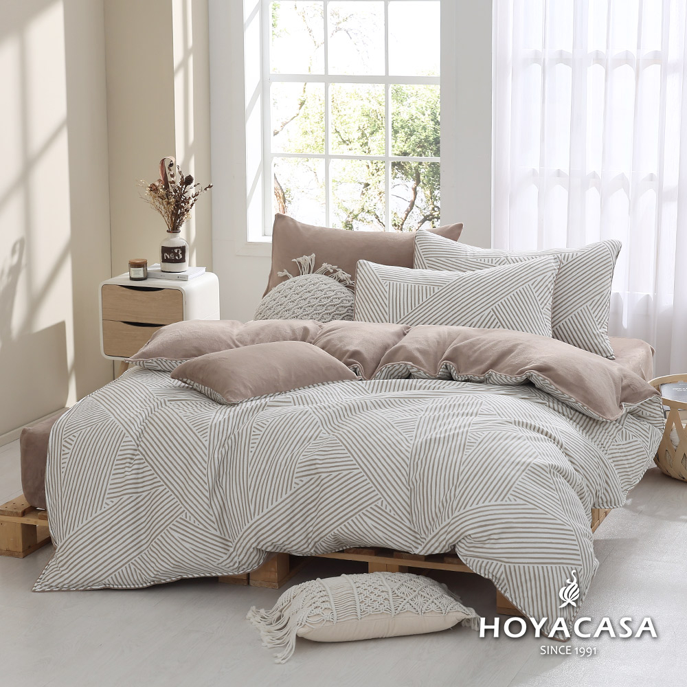 HOYACASA 慵懶午後-雪棉絨兩用被床包四件組(單人/雙人/加大/特大)