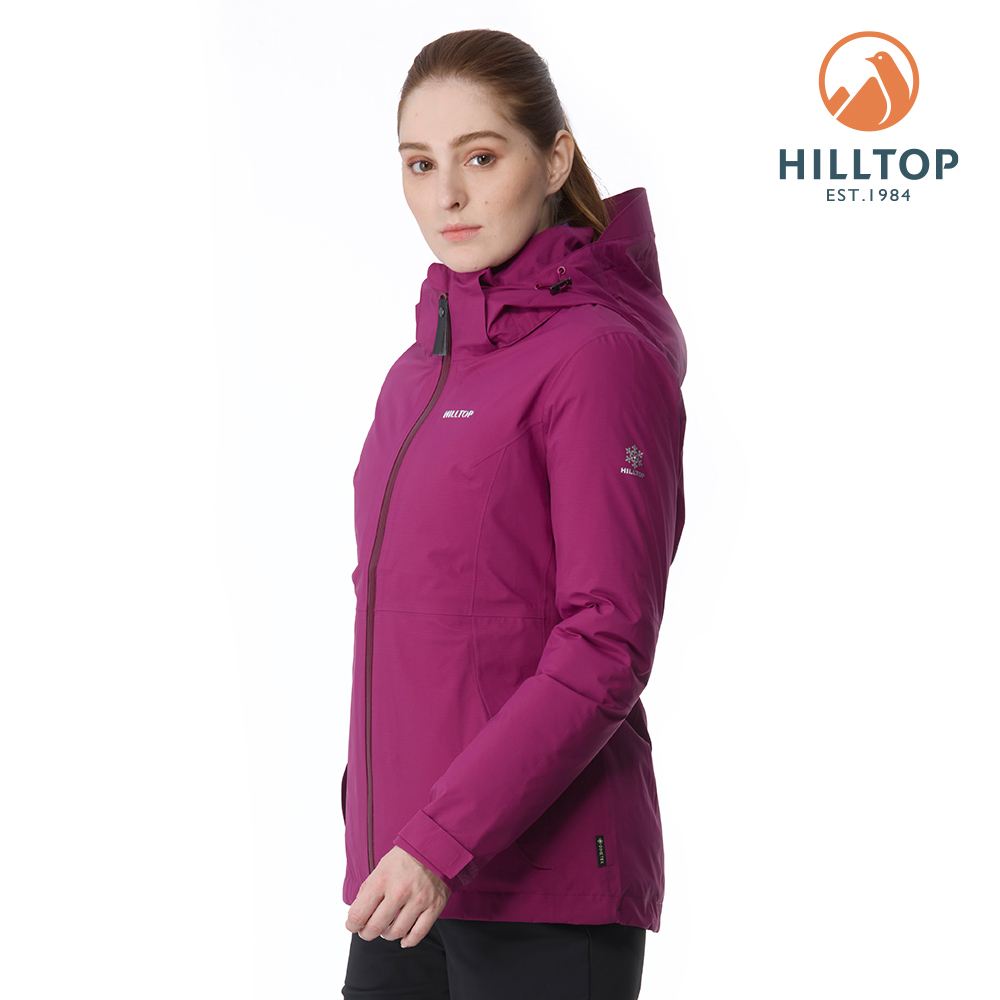 【HILLTOP山頂鳥】 GORE-TEX單件式超輕量防水外套（可銜接內件） 女款 紫紅｜PH22XFY5ECH0