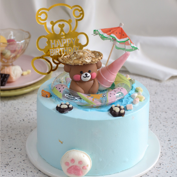 【PATIO 帕堤歐】度假小熊 生日蛋糕 生日 禮物 香草布丁 蛋糕 沙灘海洋蛋糕 派對慶生