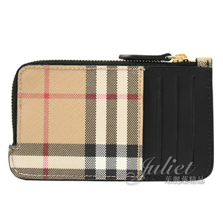 【茱麗葉精品】BURBERRY 8058013 Somerset 經典格紋卡片零錢包.黑邊 現貨在台