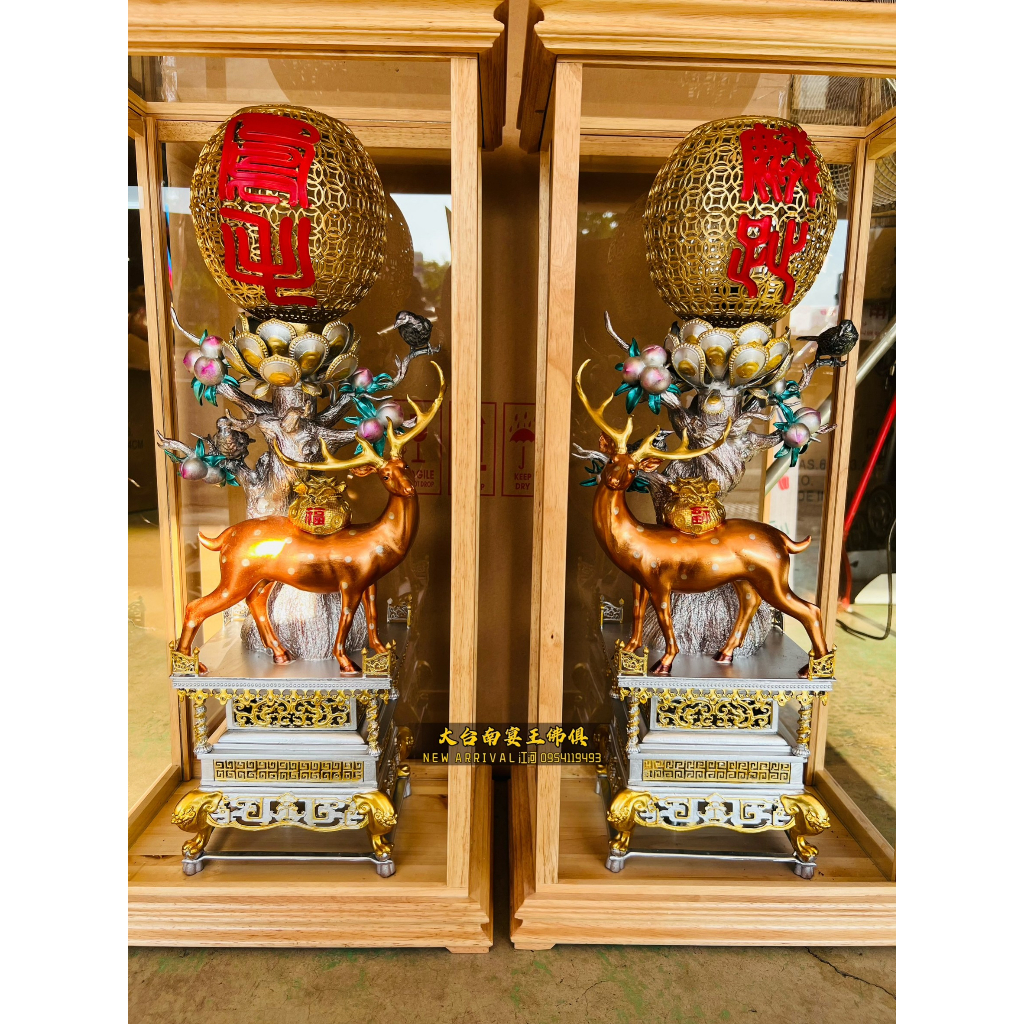 [限定購入]錫福鑫 2尺2 頂規 福祿壽喜 意境極高 高錫 女神 鑫番賞 大台南宴王佛具 錫燈 彩繪安金 龍柱 辦事桌