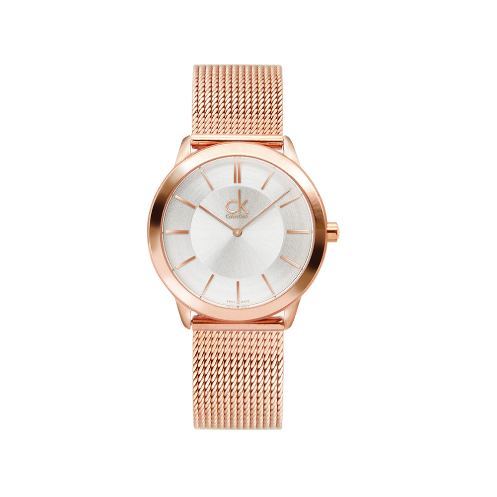 【Calvin Klein 凱文克萊】CK 經典LOGO系列女錶-玫瑰金不鏽鋼米蘭腕錶K3M22626