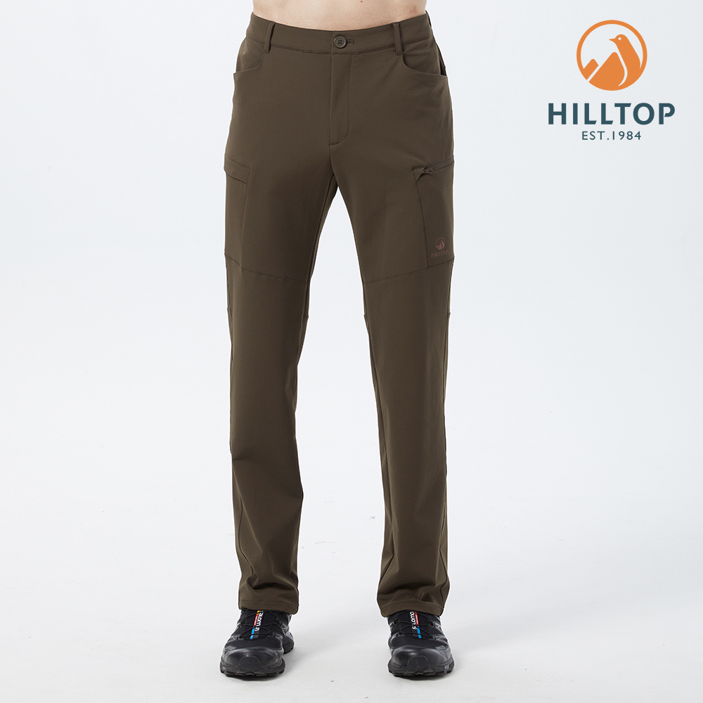 【HILLTOP山頂鳥】男款戶外休閒超潑水輕量彈性長褲 褐｜PH31XMN0ECC0