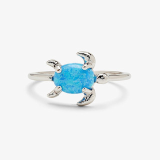 Pura Vida 美國手工 SEA TURTLE 銀色蛋白石海龜戒指
