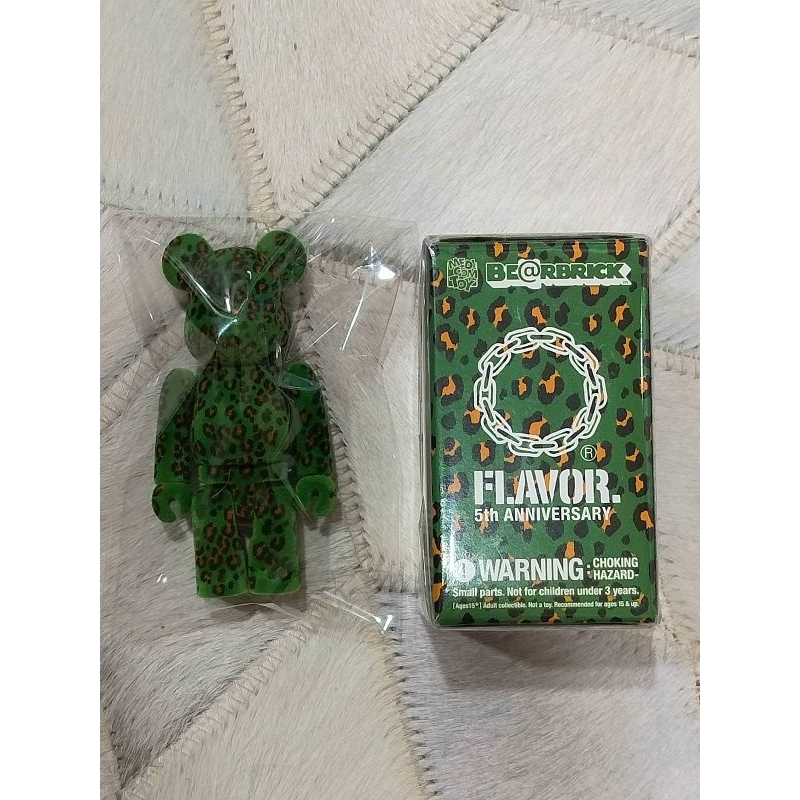  BE@RBRICK 100% FLAVOR 5周年限定 綠色植絨豹紋