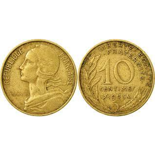 【全球硬幣】法國France 1963 10 Centimes 10分 AU