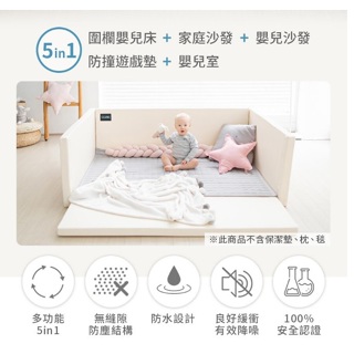 韓國 GGUMBI 多功能變形圍欄式地墊嬰兒床(恆溫隔音)-米星星
