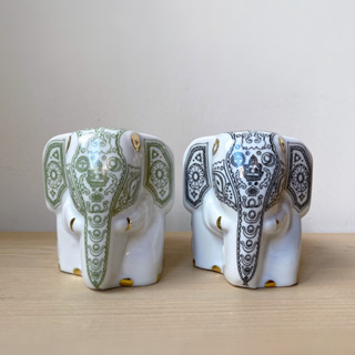MlesnA 大象茶葉瓷罐 大象茶葉罐 大象擺飾 大象藝術收藏品