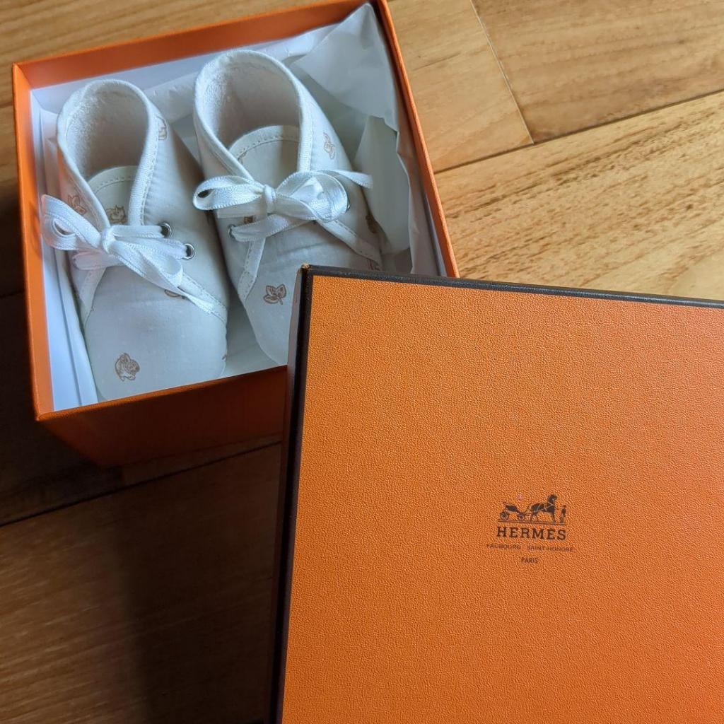 全新 - 法國 Hermes 新生兒彌月禮盒 內含鞋子