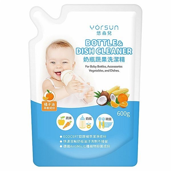 Yorsun 悠森兒 奶瓶蔬果洗潔精補充包(600g)【小三美日】 DS017227