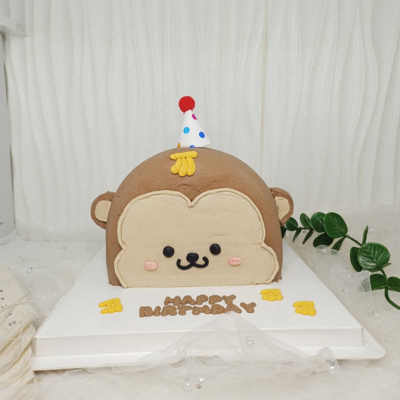 【yami_cake】台北客製化蛋糕 網美蛋糕 台北 中正 萬華 生日 慶生  奶油霜蛋糕  猴子 動物造型蛋糕 森林