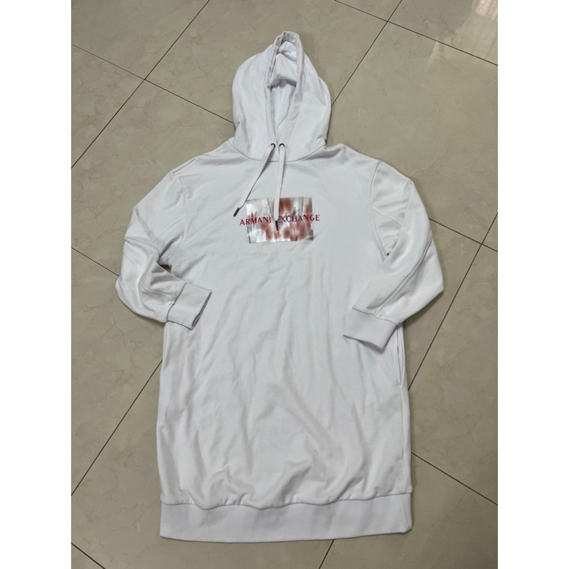 全新正品 AX  ARMANI EXCHANGE 連帽洋裝（白色）M