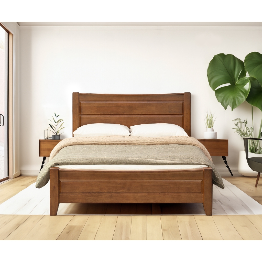 &lt;&lt;威格森家居&gt;&gt; MIT花田床架 床頭板 (兩色) 雙人床架 單人床架  北歐實木床 木床架 臥室大床 適用掃地機器人