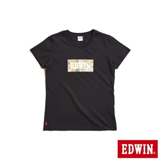 EDWIN 迷彩BOX短袖T恤(黑色)-女款