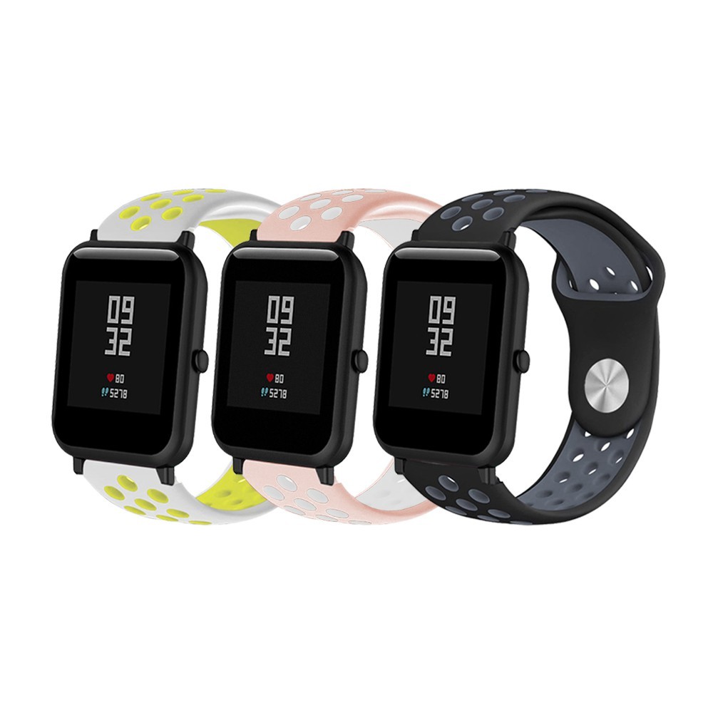 華米Amazfit 米動手錶青春版 20mm 22mm 撞色運動風矽膠替換洞洞錶帶