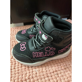 二手 九成新 Hello Kitty 童鞋 黑色 運動靴 中筒 運動鞋 尺碼16