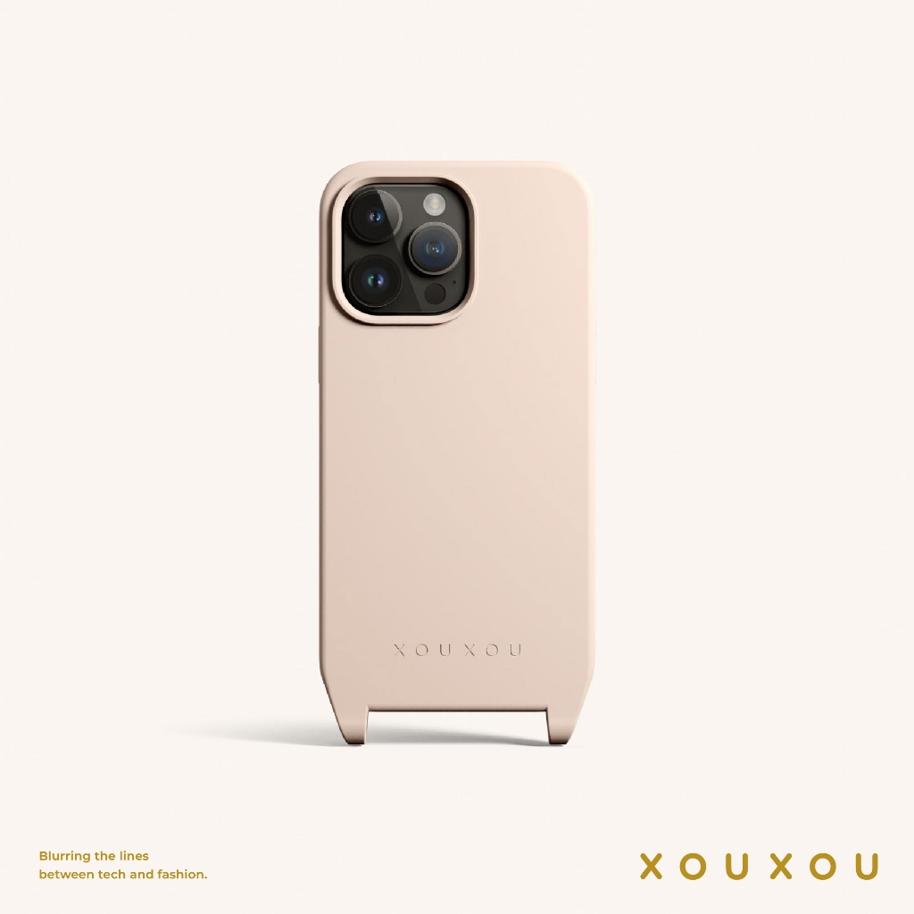 XOUXOU / FARBE 掛繩款手機殼-淡粉色POWDER PINK  背帶手機殼 柔和桃 2024年度代表色