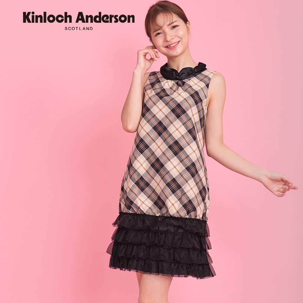 【金安德森女裝】 無袖背心設計格紋裙擺洋裝連身裙 KA0265702