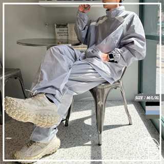 【MKST.STYLE】韓國 雙線尼龍套裝 尼龍外套 寬鬆版型 休閒長褲 機能長褲 情侶套裝 韓國男裝