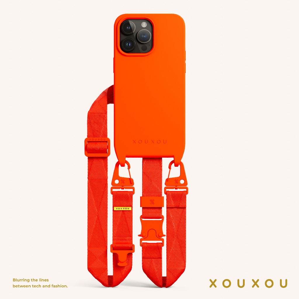 XOUXOU / 28mm多功能背帶手機殼組-霓虹橘Neon Orange