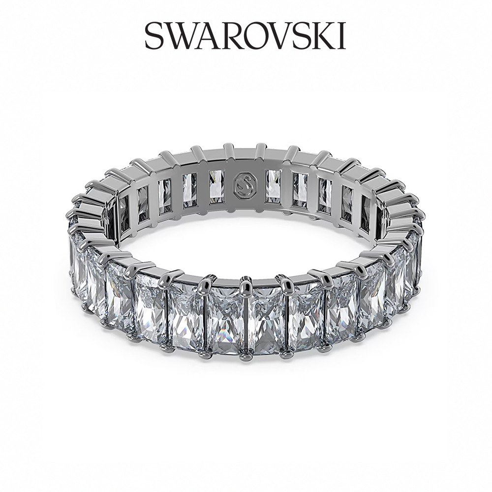 SWAROVSKI 施華洛世奇 Matrix 戒指 長方形切割, 灰色, 鍍釕-52
