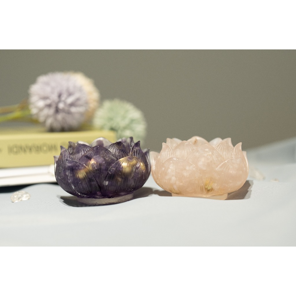 【1551】造型奧根水晶-水晶蓮花寶盒🪷  #粉水晶 / #紫水晶 兩款