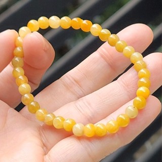 嗨，寶貝銀飾珠寶* 翡翠飾品☆保證緬甸玉A貨 淡雅 冰種蜜糖黃 黃翡翡翠手鍊 珠鍊