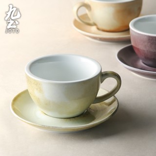 九土陶瓷志野釉咖啡杯碟手工咖啡杯陶瓷咖啡杯咖啡杯碟咖啡套組咖啡杯窯變咖啡杯拉花拿鐵杯咖啡杯碟套裝CFR0142