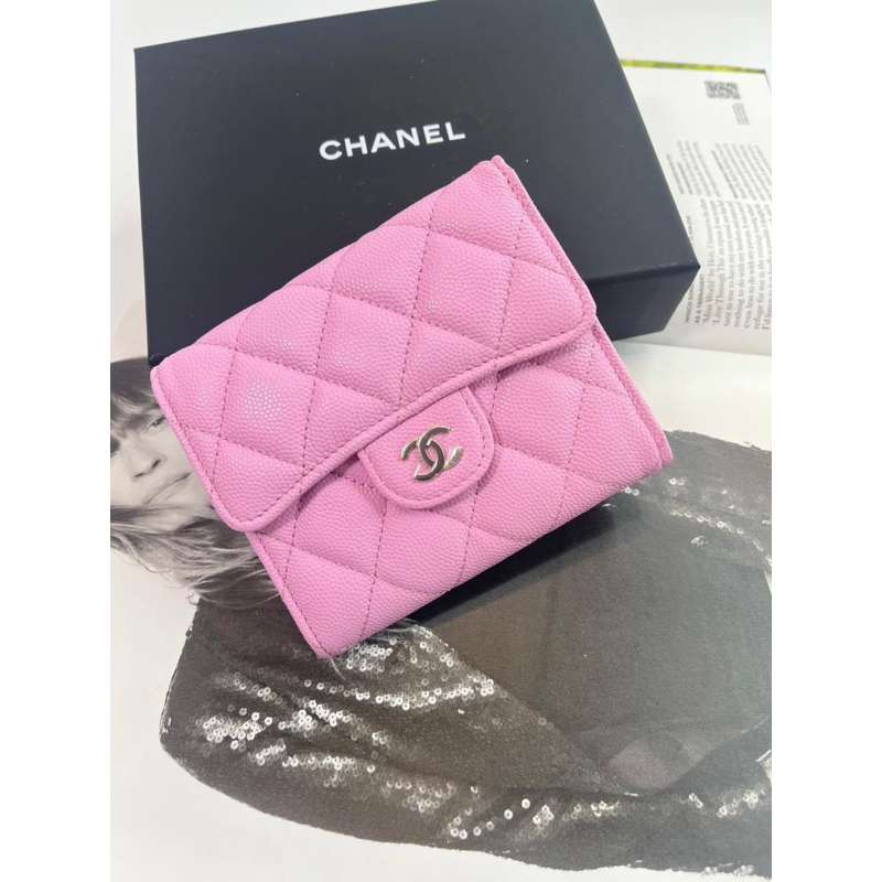 在台現貨🇹🇼38500 香奈兒 Chanel Cf三折短夾 23p 粉色 淡金