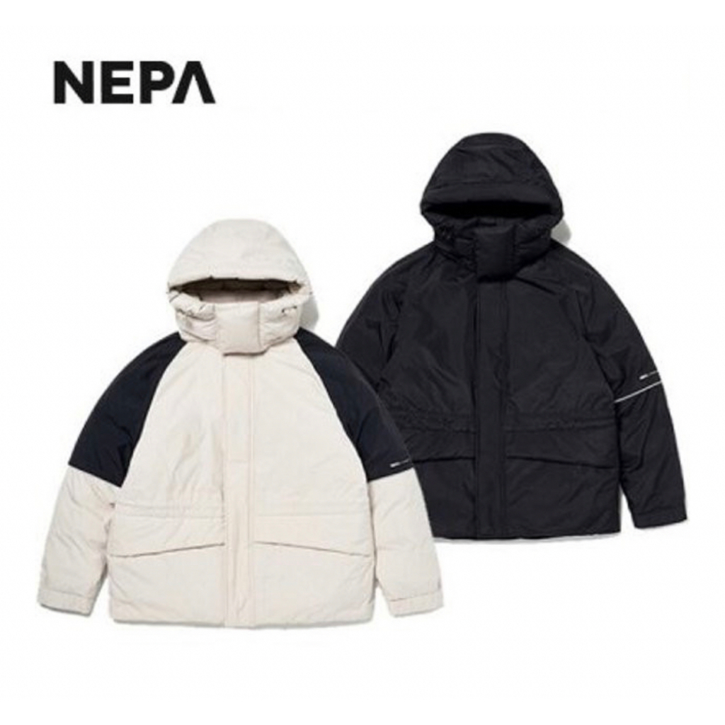 過季零碼特價❗️韓國 NEPA 男女裝 C-TR Safari Block Down 連帽羽絨外套 防風羽絨外套